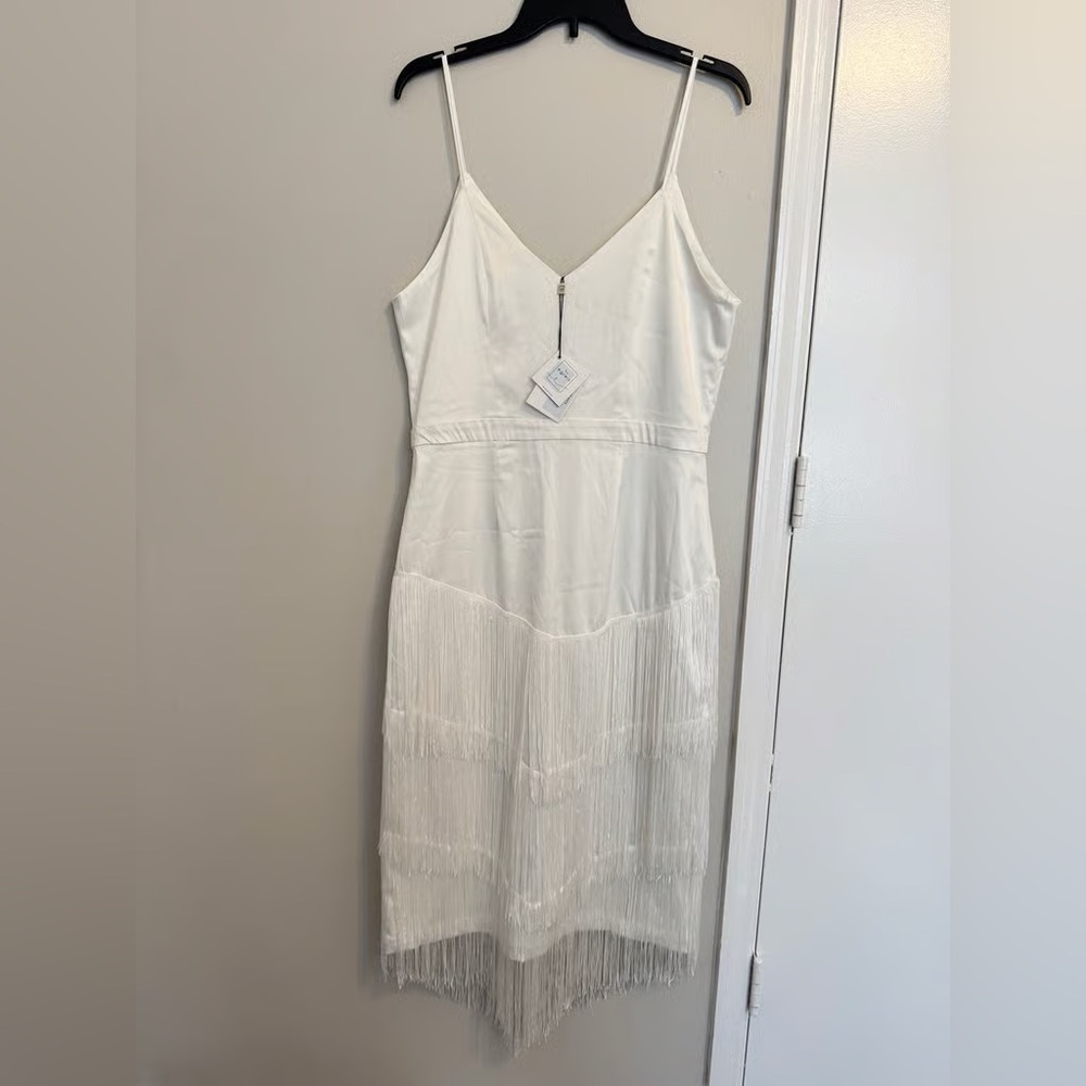 Elegant White Fringe Dress